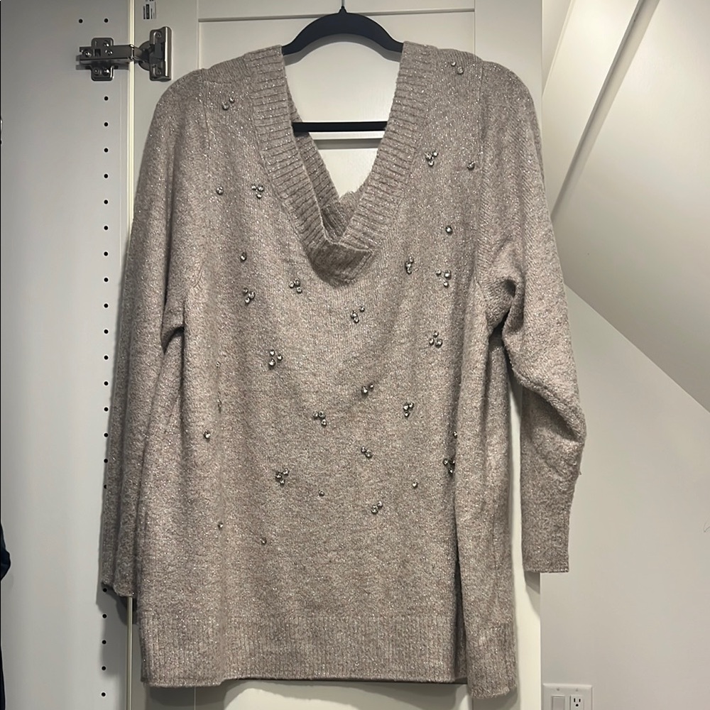 Roxy Earle Holiday Sweater with sequins and beads